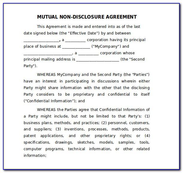 Non Disclosure Agreement Word Document