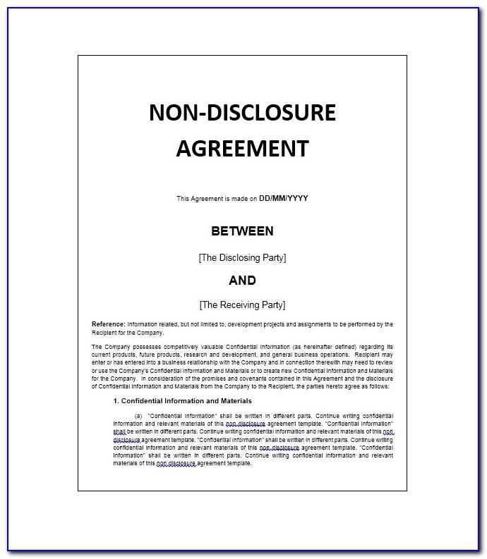 Non Disclosure Agreements Template Free