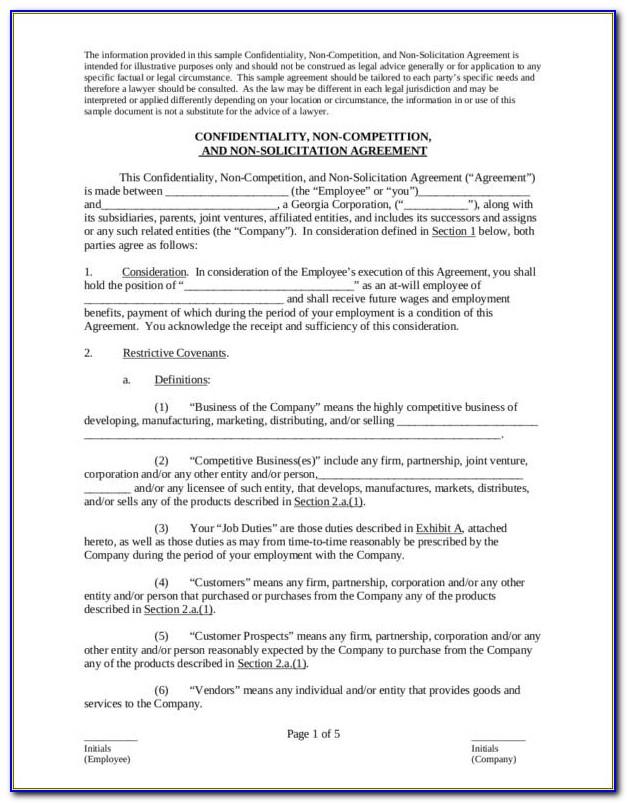 Non Disclosure And Non Solicitation Agreement Template