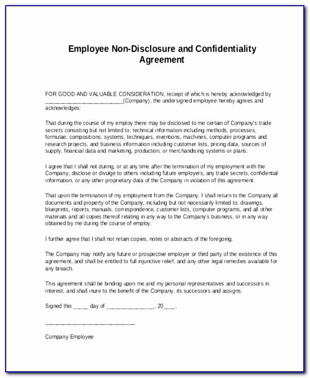 Non Disclosure Non Compete Agreement Form