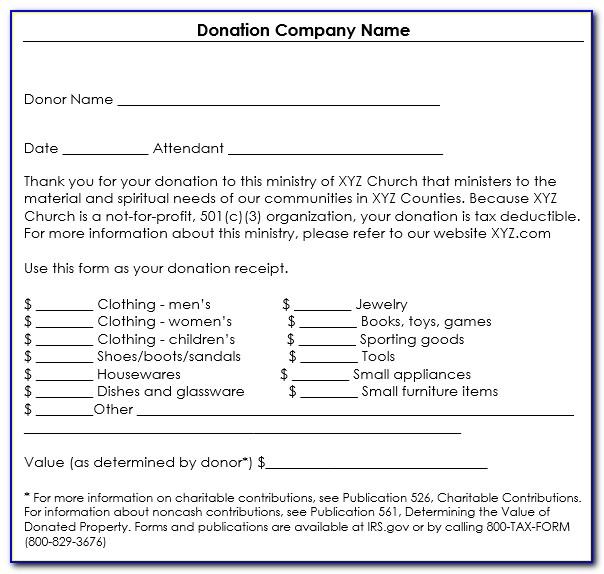 Non Profit Donation Form Receipt