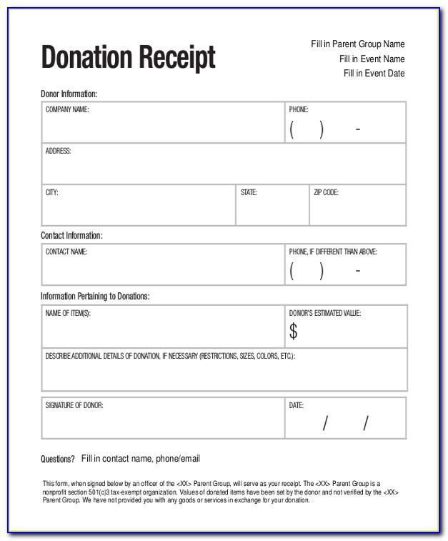 Non Profit Donation Receipt Sample