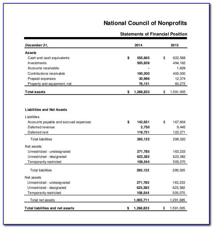 Non Profit Financial Statement Template Excel