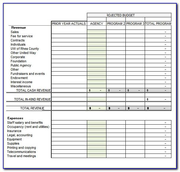 Non Profit Monthly Budget Template