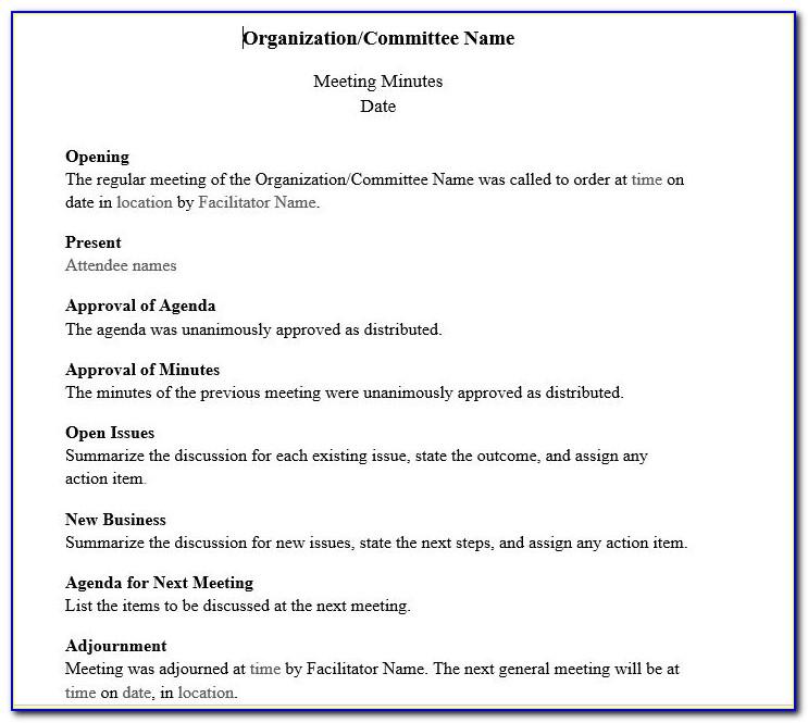 Nonprofit Board Meeting Minutes Template Pdf