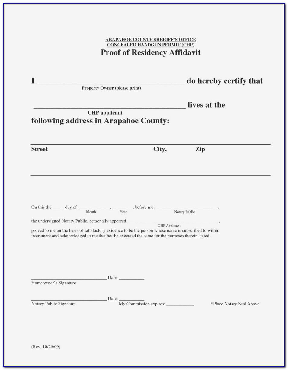 Notarized Affidavit Of Residency Template