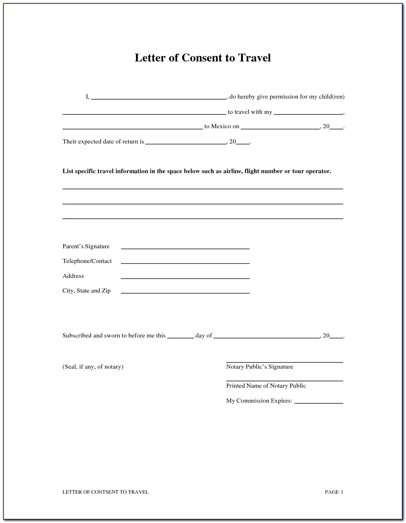 Notarized Letter Template For Child Travel Uk