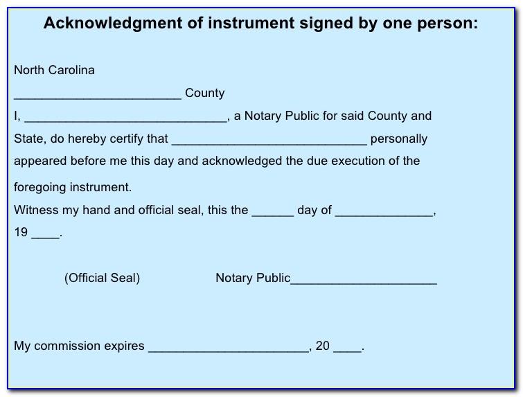 Notary Public Statement Sample Nc