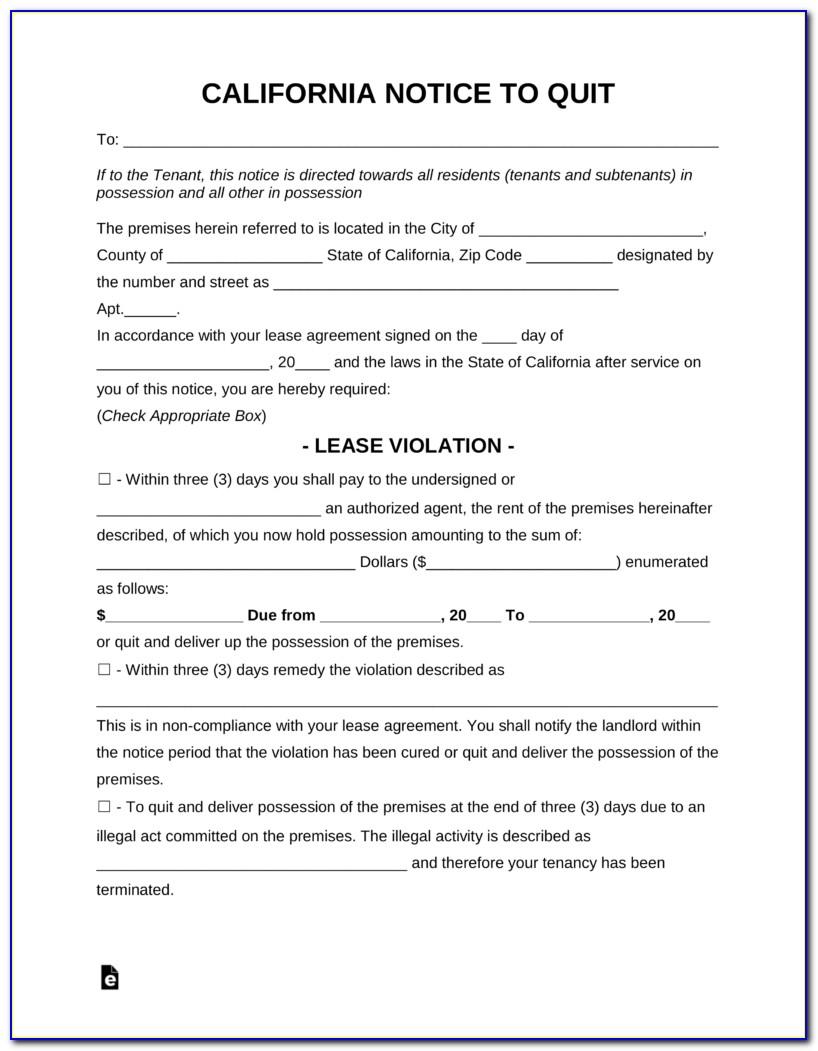 Notice Of Eviction California Template