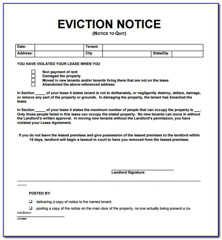 Notice Of Eviction Texas Template