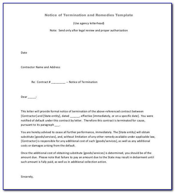 Notice Of Termination Of Lease Agreement Template