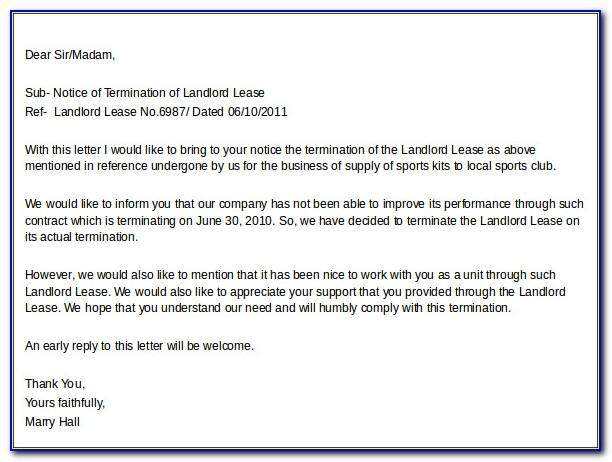 Notice Of Termination Of Lease By Landlord Florida