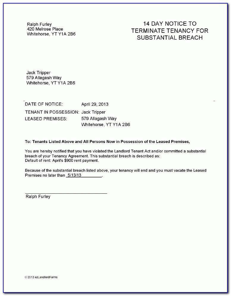 Notice Of Termination Of Lease By Landlord Texas