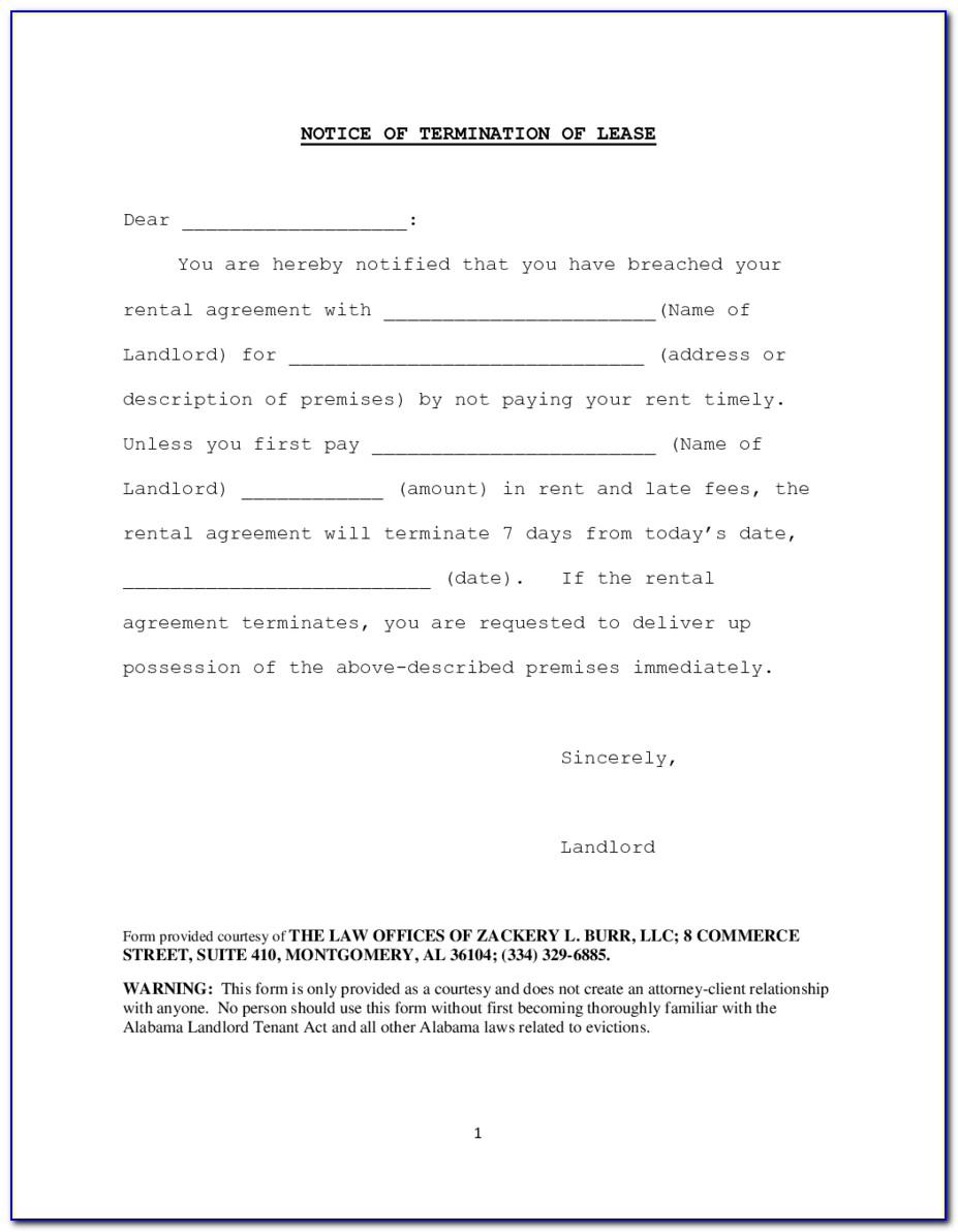 Notice Of Termination Of Lease By Landlord Washington