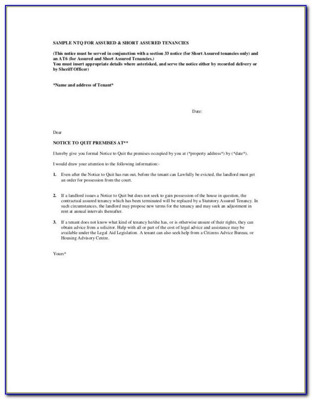 Notice To Pay Or Quit Template