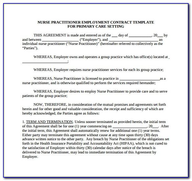 Nurse Practitioner Contract Template