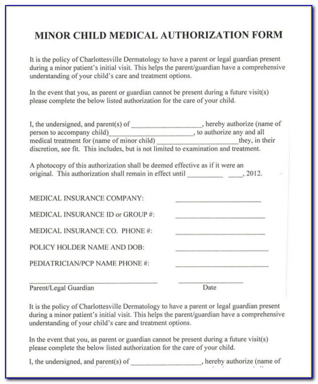 Parental Consent Form Template For Medical Treatment