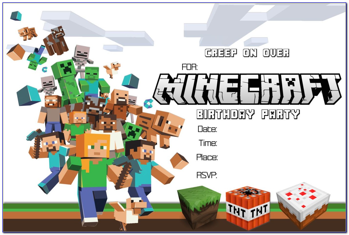 Printable Minecraft Birthday Invitation Template