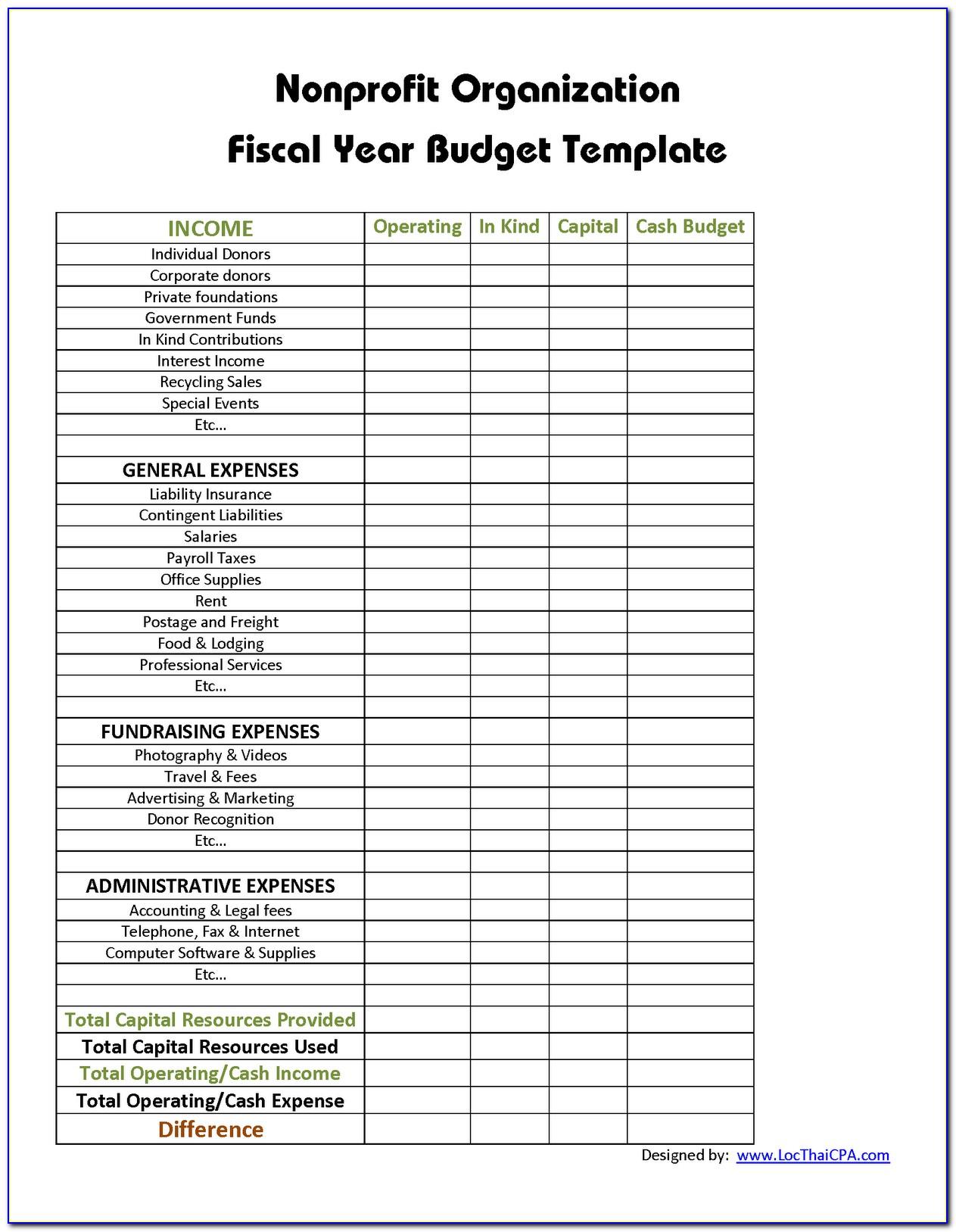 Sample Nonprofit Budget
