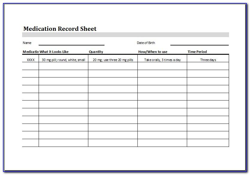 Simple Medication Administration Record Template Pdf