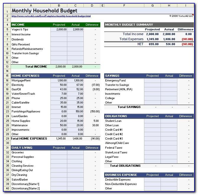 Simple Monthly Budget Sheet Template