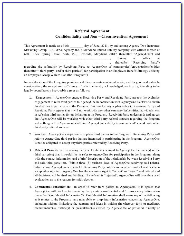 Simple Non Circumvention Agreement Template