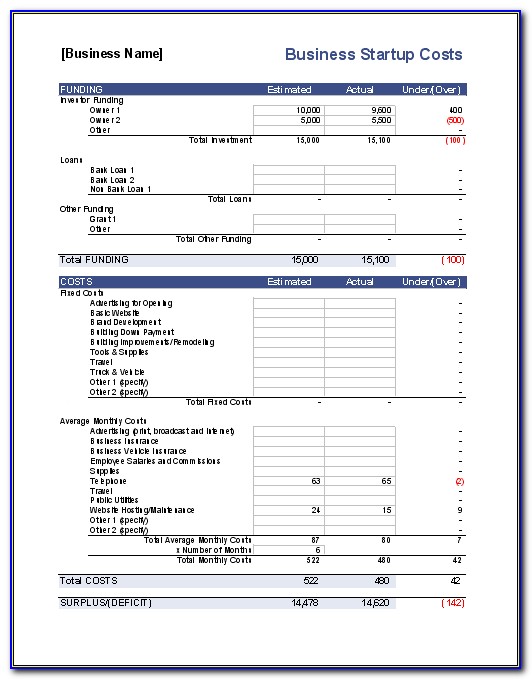 Small Business Expenses Template Excel