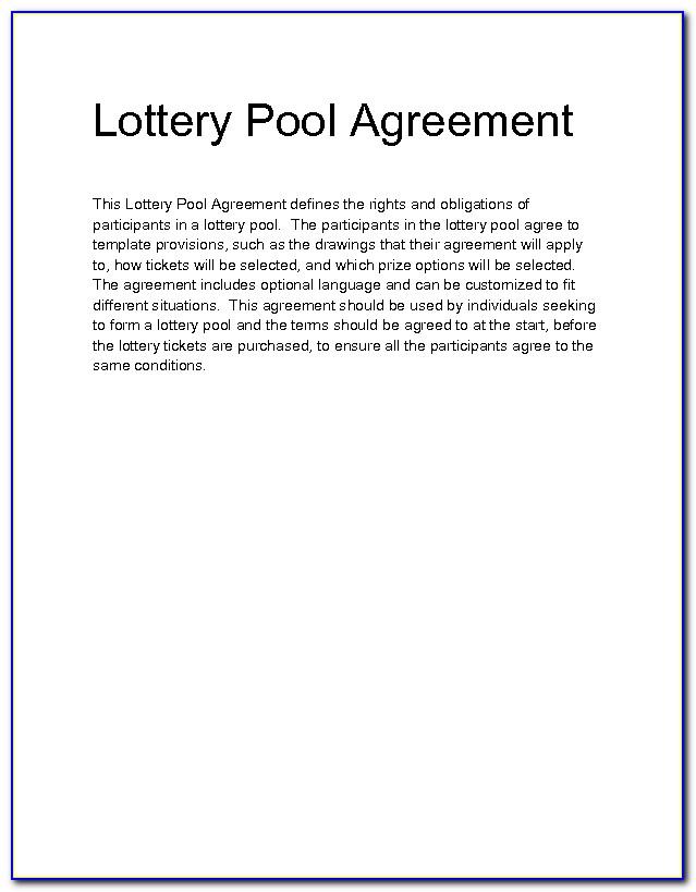 Canadian Lottery Pool Agreement Form