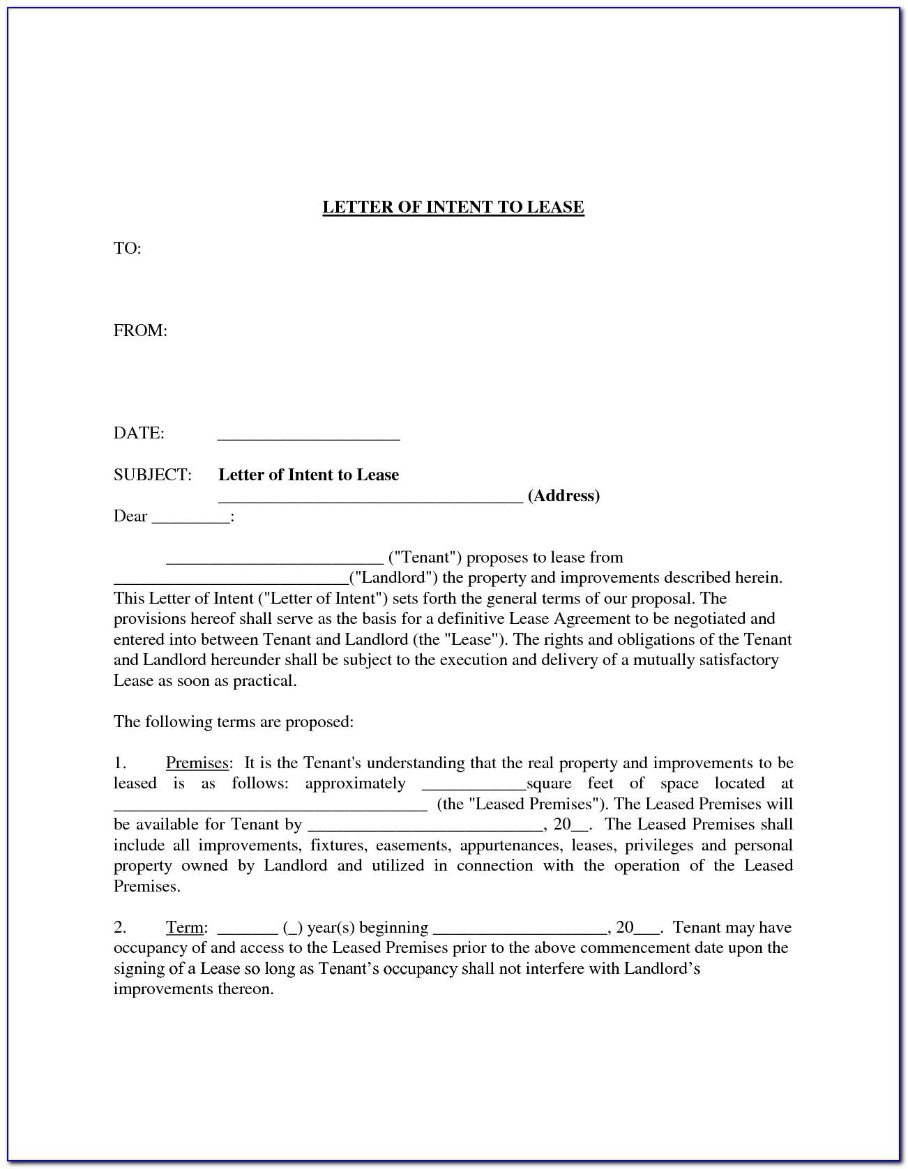 Commercial Real Estate Letter Of Intent To Purchase Template