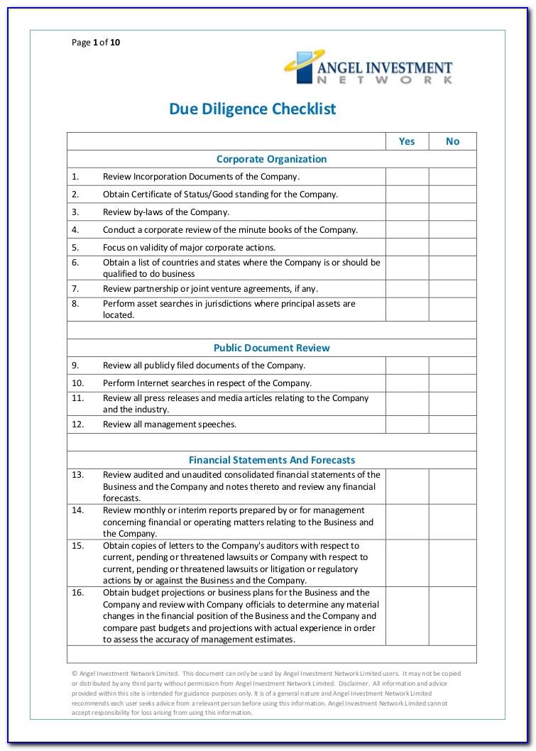 Company Law Due Diligence Report Format