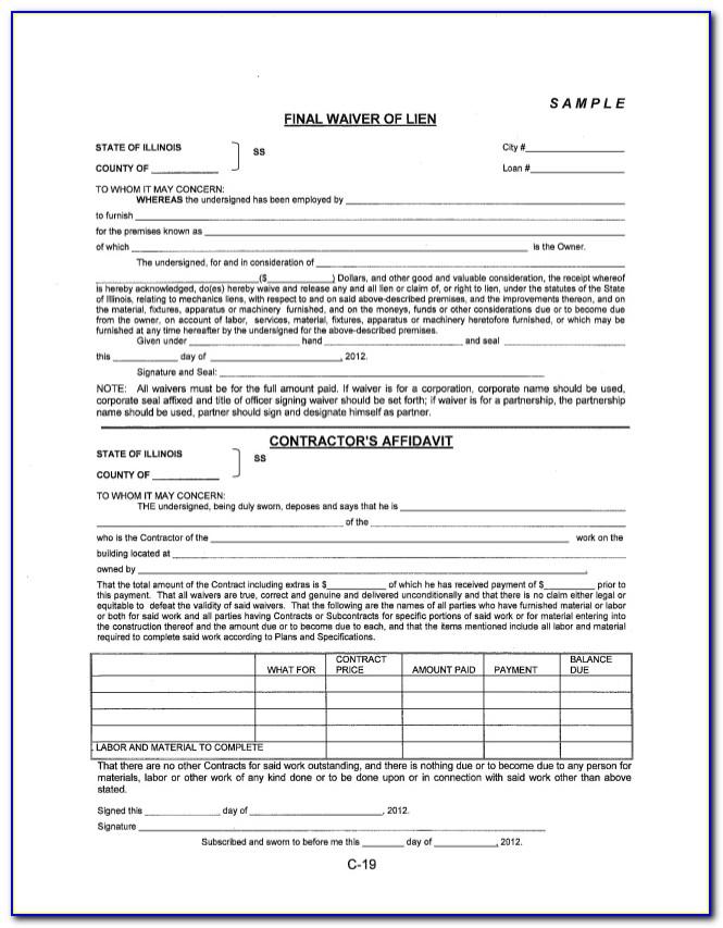 Conditional Lien Waiver Form Illinois Gambaran