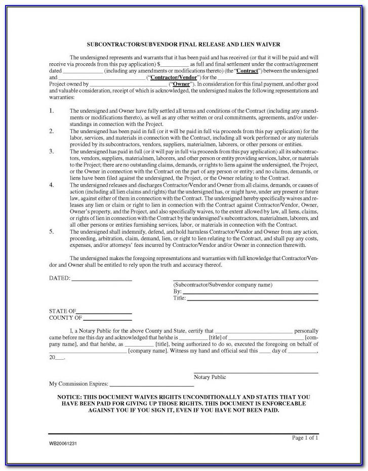 Conditional Lien Waiver Form Mn