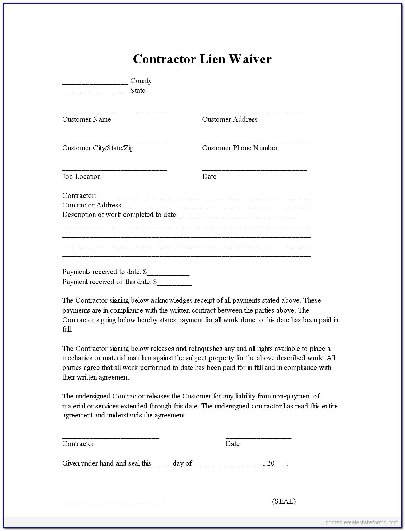 Conditional Lien Waiver Form
