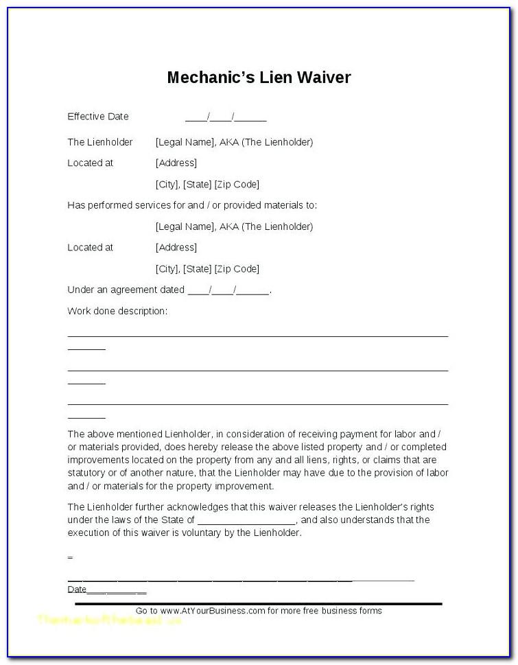 Contractor Lien Waiver Form Mn