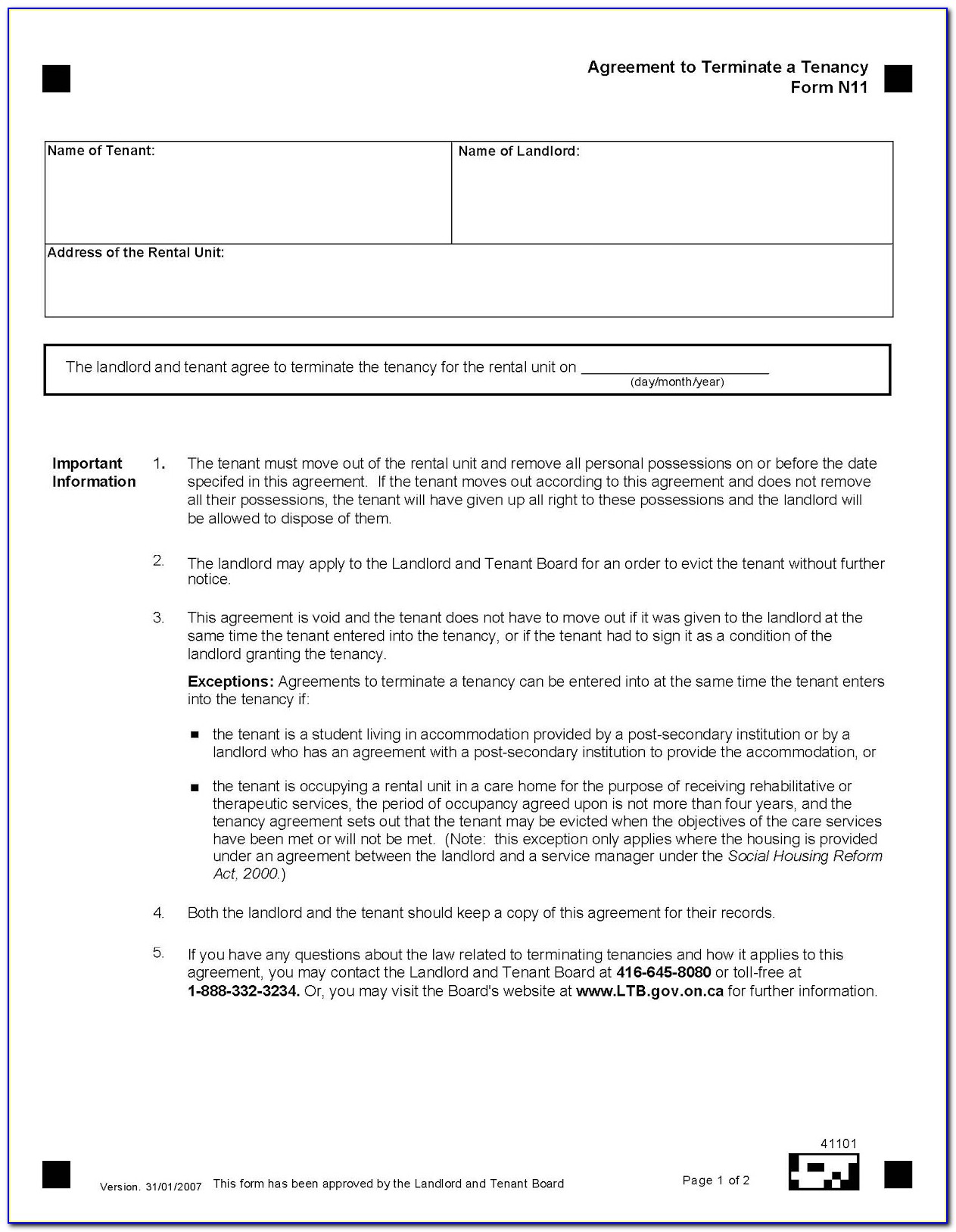 End Lease Agreement Form