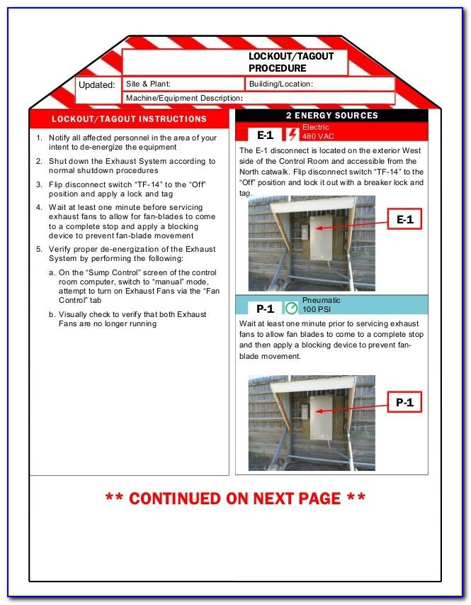 Equipment Specific Lockout Tagout Procedure Template