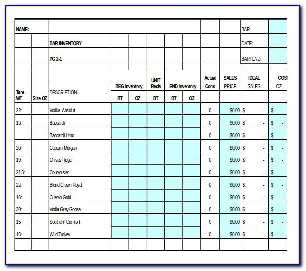 Excel Inventory Spreadsheet Templates For Liquor