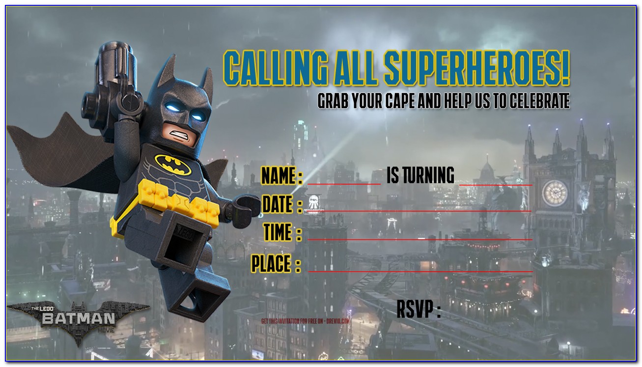 Free Lego Batman Invitation Template