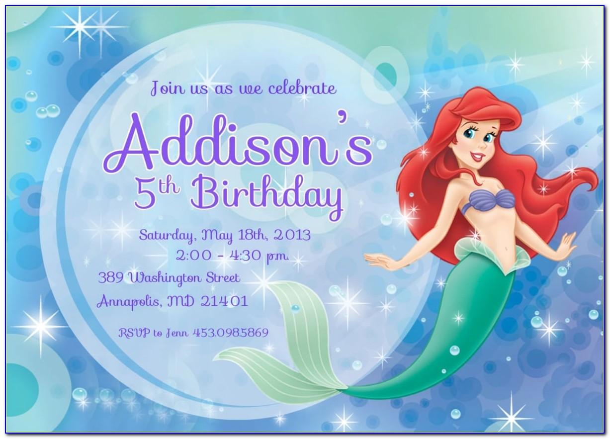 Free Printable Little Mermaid Birthday Invitation Templates