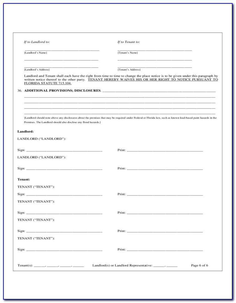 Free Residential Lease Agreement Florida Pdf