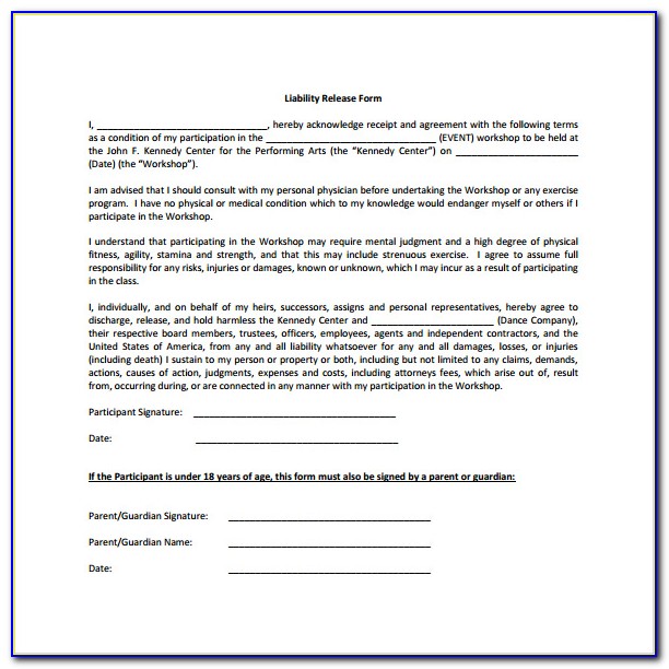 General Liability Waiver Form Template
