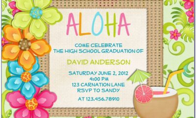 Hawaiian Themed Birthday Invitation Templates