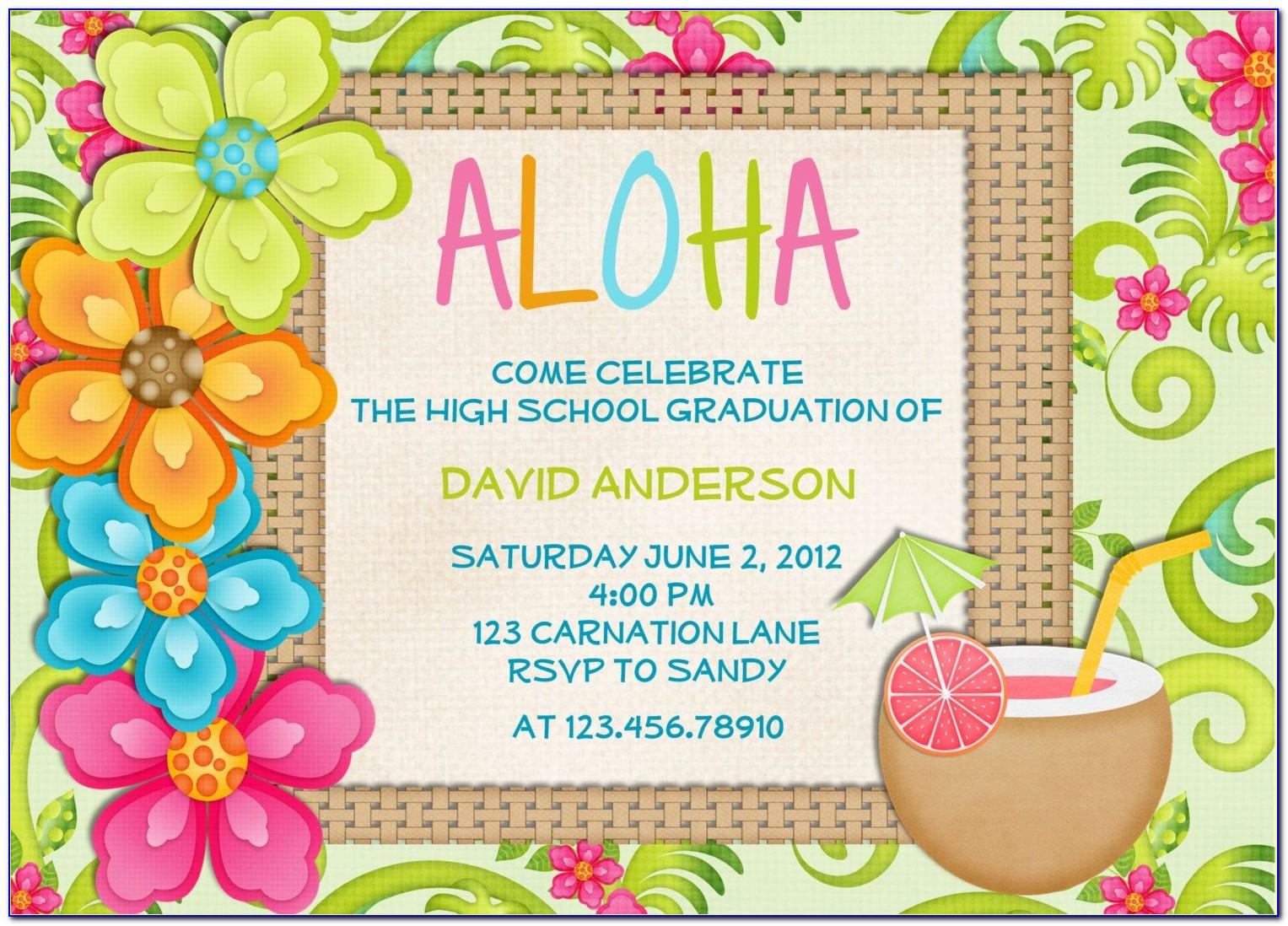 Hawaiian Themed Birthday Invitation Templates