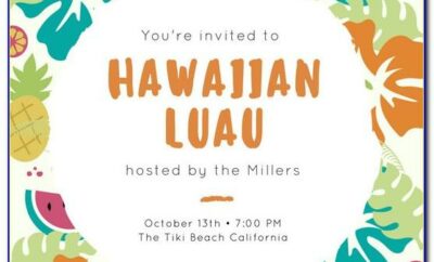 Hawaiian Themed Party Invitation Templates