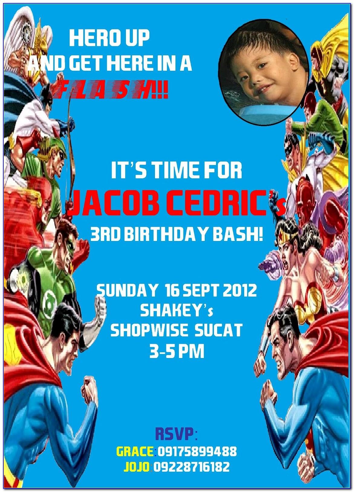 Justice League Birthday Invitation Template