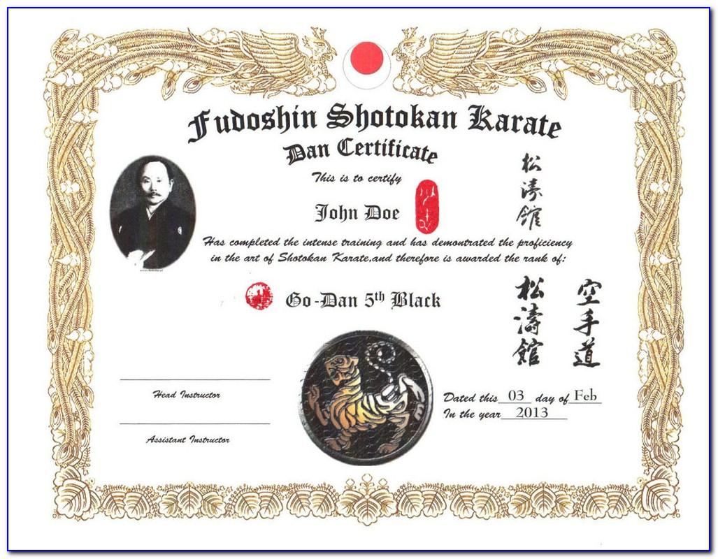 Karate Black Belt Certificate Templates