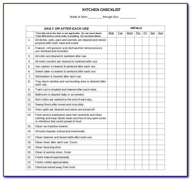 Kitchen Cleaning Schedule Template Free