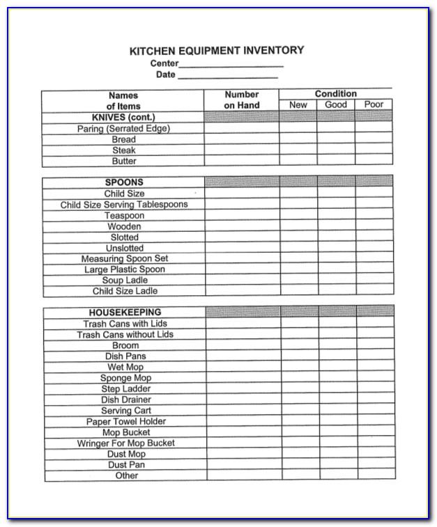 Kitchen Food Inventory Template