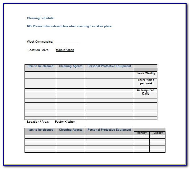 Kitchen Production Schedule Template