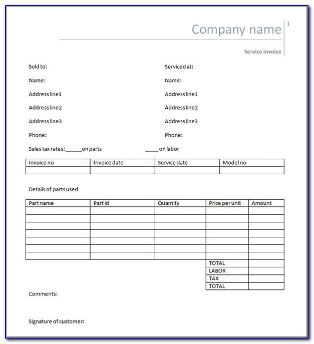 Labour Invoice Template Word